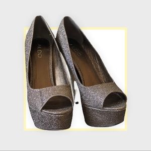 Aldo Sparkly platform peep toe pump